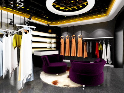 小型服装店装修 个性服装门面房装修