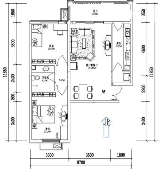 90平米两室两厅装修设计布置图