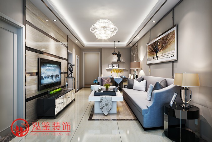 现代风格客厅背景墙茶镜及瓷砖背景墙效果图.jpg